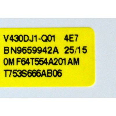 MAIN ORIGINAL PARA TV SAMSUNG 4K UHD HDR / NUMERO DE PARTE BN96-62366J / ML41M050126A / ML41M050126 / BN9662366J / PANEL CY-BF043HGNV4H / DISPLAY V430DJ1-Q01 / BN96-59942A / MODELO UN43U8000FBXZA / UN43U8000FBXZA DD11 - Imagen 2