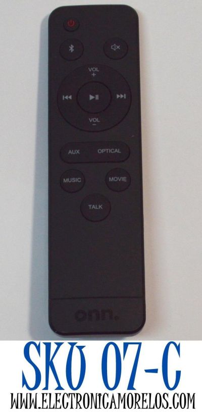 CONTROL REMOTO ORIGINAL PARA BARRAS DE SONIDO ONN / NUMERO DE PARTE MDK-X5 / 100056522 / 100024201 / 100019624 / 100020788 / 100008045 / STV370D / 100015716 / SK023 / 100043839 / CUENTA CON BOTONES PARA BLUETOOTH /AUXILIAR  /OPTICAL / MUSIC /MOVIE / TALK