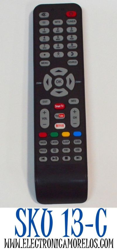 CONTROL REMOTO PARA SMART TV HITACHI / NUMERO DE PARTE 06-519W49-B001X / 06-IRPT49-CRC199 / X490007 / JH-11490 / RC199E / RC199G / MODELO LE32M4S9 / LE48M4S9 / LE43M4S9 / COMPATIBLE CON VARIAS MARCAS Y MODELOS DE TELEVISORES SMART TV