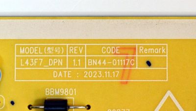 FUENTE DE PODER ORIGINAL PARA TV SAMSUNG / NUMERO DE PARTE BN44-01117C / L43F7_DPN / BN4401117C / PANEL CY-QD043HHAV1H / DISPLAY T430QVN03.U / BN96-54612C / MODELO QN43LS03DDFXZA / QN43LS03DDFXZA AA01 - Imagen 2