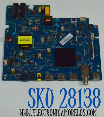 MAIN FUENTE COMBO ORIGINAL PARA TV JVC ROKU HD / NUMERO DE PARTE 02-3MT816A24-J02T / CV816-N42 / 7.D816N212000.3A7 / V8-MR16K01-LFV1352 / PANEL LVW240CMDO / DISPLAY V236BJ1-P01 REV.CB / MODELO SI24R
