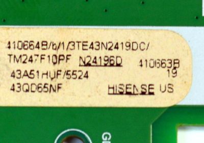 MAIN FUENTE COMBO ORIGINAL PARA TV HISENSE QLED 4K UHD HDR FIRE TV / NUMERO DE PARTE 410664 / TPD.T962X3.PC703 (T) / 410663 / 43A51HUF / N24196D / PANEL HD425Y1U51-T0LHK5\ROH / DISPLAY T430QVN03.7 / MODELO 43QD65NF - Imagen 4