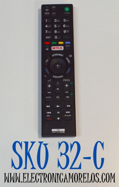 CONTROL REMOTO ORIGINAL PARA TV SONY / NUMERO DE PARTE RMT-TX100D / RMT-TX1000 / 149331412 / MODELO XBR-75X855C / KDL-75W855C / KDL-50W800C / KD-43X8301C / CUENTA CON BOTONES CON ACCESO DIRECTO A SERVICIOS COMO NETFLIX