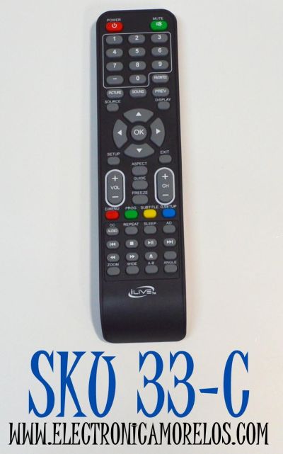 CONTROL REMOTO ORIGINAL PARA TV/DVD ILIVE / NUMERO DE PARTE SA-230 / WS-118 / YC-230 / REM-TDE4074-LZ / MODELO ITDE2490B / ITDE1988B / ITDE3276BDL / TDE4074BP / TDE3274W / TDE3274B / TDE2480 / TDE1380 / TDE3219B / TDE4074BU / COMPATIBLE CON LA MARCA GPX