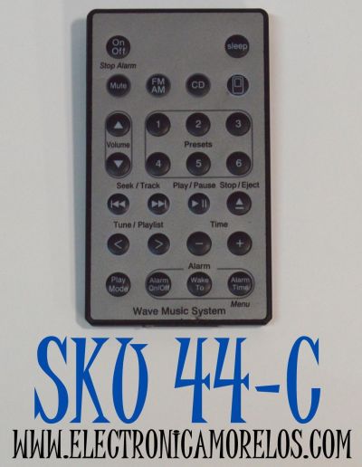 CONTROL REMOTO PARA SISTEMA DE MUSICA BOSE WADE MUSIC SYSTEM / NUMERO DE PARTE 281526-002 / 281526-001 / 313975-001 / 352543-0010 / 344761 / MODELO AWRCC1 / AWRCC2 / ES COMPATIBLE CON VARIOS MODELOS