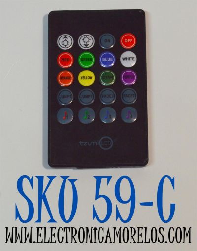 CONTROL REMOTO ORIGINAL TZUMI LED INFRARROJO PARA FUNCIONAR CON TIRAS LED RGB QUE TENGAN UN CONTROLADOR COMPATIBLE USUALMENTE MODELOS 3528/5050 QUE OPERAN A 12V. / NUMERO DE PARTE KL20435763 / 841351194150 / 9415SC / 3528 / 5050 / 5938 / 7408