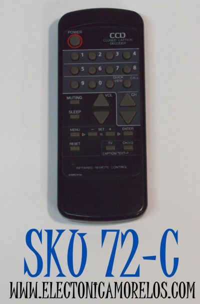 CONTROL REMOTO PARA TELEVISORES ORION / NUMERO DE PARTE 076R074150 / 25-0167 / 076R074050 / MODELO CTV5463GVC / MT1195 / MT1196 / TC1927 / TV1303 / TV1318 / TV1326 / TV1926 / TV2525 / TVM1315B / TVM1915B / TVM1315 / TVM1900 / COMPATIBLE CON VARIAS MARCAS
