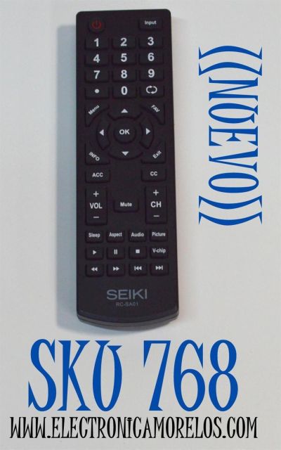 CONTROL REMOTO ORIGINAL NUEVO PARA TV SEIKI / NUMERO DE PARTE RC-SA01 / TY-42A (1) / MODELO SC-32HS703N / SC-39HS950N / SC-40FS703N