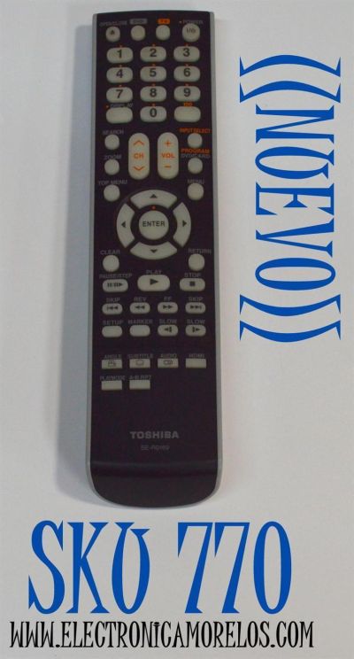 CONTROL REMOTO ORIGINAL NUEVO PARA DVD / VCR  /  TV. / TOSHIBA / NUMERO DE PARTE SE-R0169 / 0502614 / 076D0KQ010 / P4142-2 / MODELO DVR5SR / SD-5980 / SD-5980SU / SD-V291 / SD-291U / SDK220