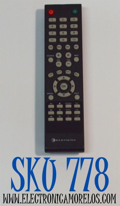 CONTROL REMOTO ORIGINAL PARA TV ELEMENT / NUMERO DE PARTE WS-1288 / JX8036A / MODELO LE-50G77C / LC-26G77A / LC-50GL12 / ELEFT406 / ELEFQ402 / ELEFW401A / ELCFW328 / ELDFW464 / ELDFT465J / ELCFW326 / ELCFW329 / ELDFT404 / ELEFW705 / ELEFQ391J / ELDFT395J