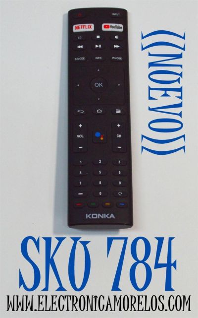 CONTROL REMOTO ORIGINAL NUEVO PARA TV KONKA / COMPATIBLE CON TELEVISORES INTELIGENTES KONKA 4K UHD ANDROID TV / NUMERO DE PARTE RM-C3329 / HG20200720 / KT1942-HG / RM-C3363 / 504Q4371109 / MODELO 75U55A / 65U55A / 55Q75A / 55U55A / 50U55A / 43U55A