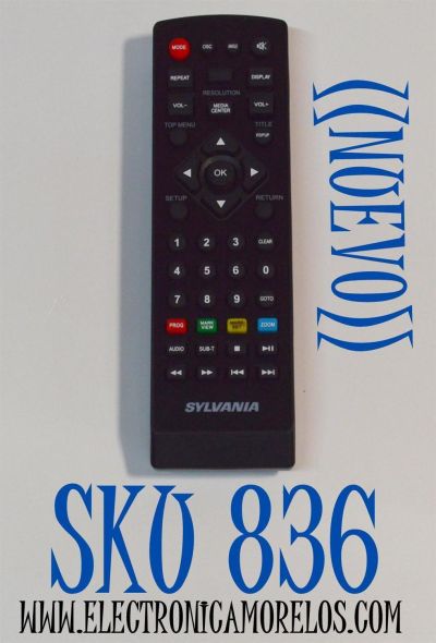 CONTROL REMOTO ORIGINAL NUEVO SYLVANIA PARA REPRODUCTORES DE DVD / NUMERO DE PARTE NB804 / NB064UD / N9400UD / NF018UD / MODELO SDVD6656 / SDVD6655-B  / DVL700E / SDVD1336 / SDVD1484 / SDVD6670 / SDVD1041-DG - Imagen 1