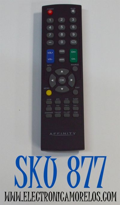 CONTROL REMOTO ORIGINAL PARA TV AFFINITY / NUMERO DE PARTE CX-507 / AF-01 / 08F7 / MODELO LE3951 / LE3251 / LE1950 / LE2459D / LE3259D
