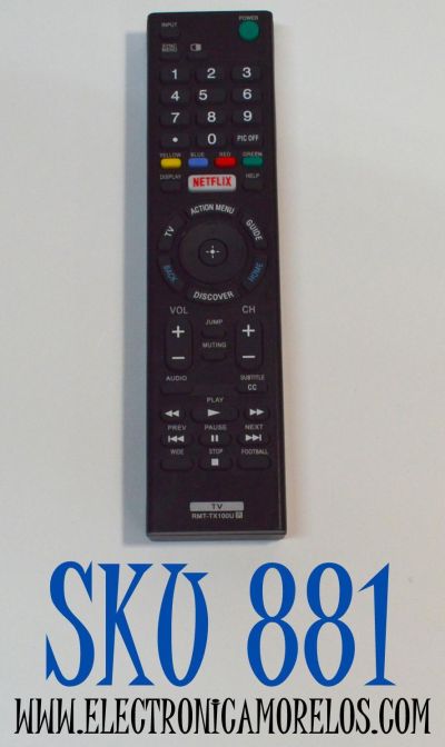 CONTROL REMOTO  PARA SMART TV SONY / NUMERO DE PARTE RMT-TX100U / RMT-TX100UR / MODELO XBR-75X850C / XBR-55X855C / KDL-50W800C / KDL-50W800B / KDL-48W650D / KDL-40W600D / KDL-32W600D