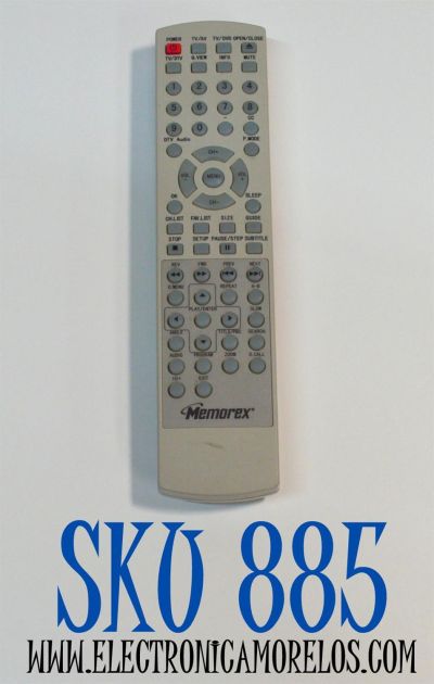 CONTROL REMOTO ORIGINAL MEMOREX PARA REPRODUCTOR DVD / CUENTA CON FUNCIONES BASICAS DE TV / NUMERO DE PARTE VC532237 / 0094013916M / 076R0JT010 / RCNN83 / RM-242 / SE-R0213 / MODELO MVD2015 / MVD2016 / MVD2047 / MVD2037 / MVD2022 / MVD2020 / MVD2042