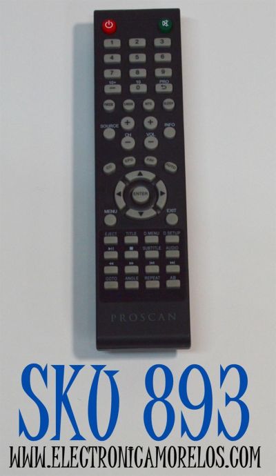 CONTROL REMOTO ORIGINAL PARA TV PROSCAN / NUMERO DE PARTE JJ-666B / XK231 / MODELO PLDED4017 / PLDED4016A-D / PLDED3996A-E / PLDED3273A-E / PLDED5066A-B / PLDED3273A / PLDED4016A / PLDED3996A / PLDED3280A / PLDED5068A / COMPATIBLE CON ALGUNAS MARCAS