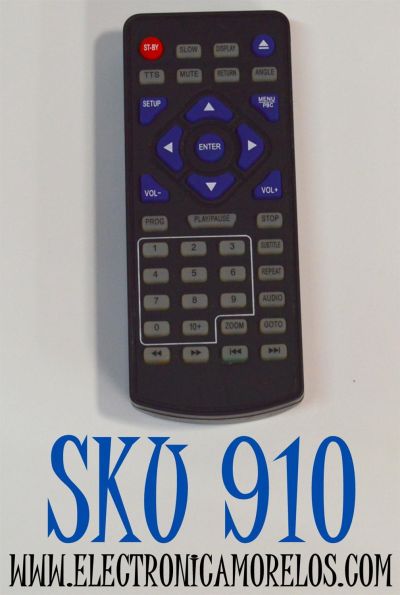 CONTROL REMOTO ORIGINAL PARA REPRODUCTOR DE DVD PORTATIL / NUMERO DE PARTE EL0-01 / ELO-01 / COOAU / DR.Q /QXA224C/ SC-259 / KR-50/CU-901/CU-101/CU-121 / DP12202 / B0IFUN / CFN-161 /IEGEEK /IK-902/ YD075 / YD105A / COMPATIBLE CON VARIAS MARCAS Y MODELOS