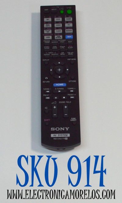 CONTROL REMOTO ORIGINAL SONY PARA SISTEMA DE CINE EN CASA / RECEPTORES DE A/V / NUMERO DE PARTE RM-AAU170 / RM-88E / MODELO STR-DN840 / STR-DN940 / STR-DH740 / STR-DH540 / STR-DH550