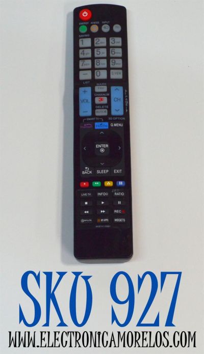 CONTROL REMOTO ORIGINAL PARA TV LG / NUMERO DE PARTE AKB74115501 / HR-A906 / AKB73715601 / AKB73715608 / AKB73755414 / AKB72914207 / FUNCIONA CON VARIOS MODELOS DE TELEVISORES INTELIGENTES COMO SMART TV / LCD / LED