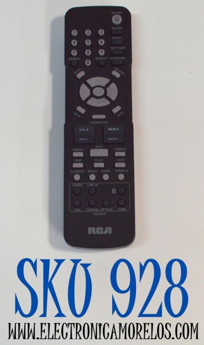 CONTROL REMOTO ORIGINAL PARA SISTEMAS DE CINE EN CASA RCA / NUMERO DE PARTE RCR192AA10 / RCR192AB2 / MODELO RTD3131 / RTD3133 / RTD3136 / RTD3276H / RTS796B / RT2781BE / RT2781H / RT2781HBU 