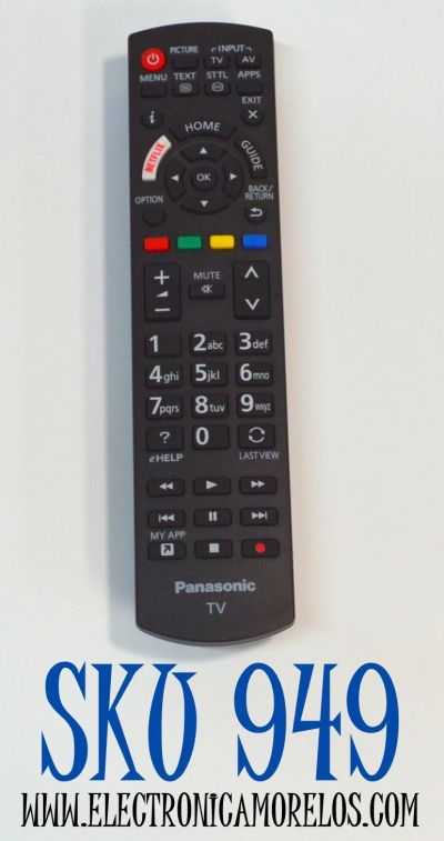 CONTROL REMOTO ORIGINAL PARA TV PANASONIC / NUMERO DE PARTE N2QAYB / N2QAYB001211 / SRC-5004 / N2QAYB000926 / N2QAYB001008 / RC1008 / N2QAYB001013 / N2QAYB001180 / 06-5N2W49 / EC1008 / 06-5N2W49-PA08XS / MODELO TX-40GX700E / TX50GX700E