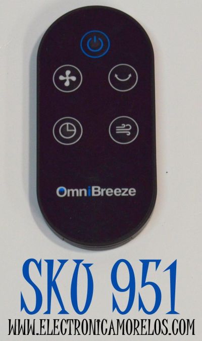 CONTROL REMOTO ORIGINAL PARA UN VENTILADOR DE TORRE OMNIBREEZE / NUMERO DE PARTE SFY.22 / 3333004 / DC2018 / DC2219 / DC2301 / RM1002 / MK-TF0002