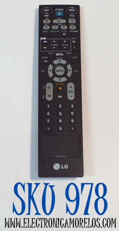 CONTROL REMOTO ORIGINAL LG PARA SISTEMAS DE CINE EN CASA / NUMERO DE PARTE AKB41681201 / MODELO HT963SA / HT854 / LHT854 / HT963PA / SH93PA-F / COMPATIBLE CON VARIOS REPRODUCTORES DE DVD LG 