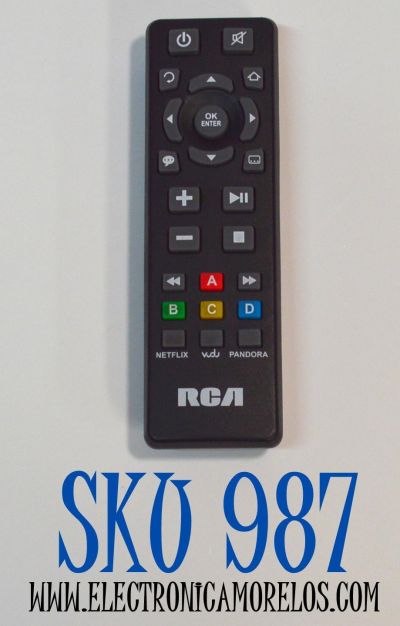 CONTROL REMOTO ORIGINAL PARA REPRODUCTORES MULTIMEDIA CON TRANSMISION WI-FI ESPECIFICOS DE RCA / COMPATIBLE CON VARIOS MODELOS DE TELEVISORES DE RCA / NUMERO DE PARTE XY-2002 / XY-2002-05-02 / HR43K / RNSMU5536REM / 6979-4981 / MODELO DSB776W / DSB772WE