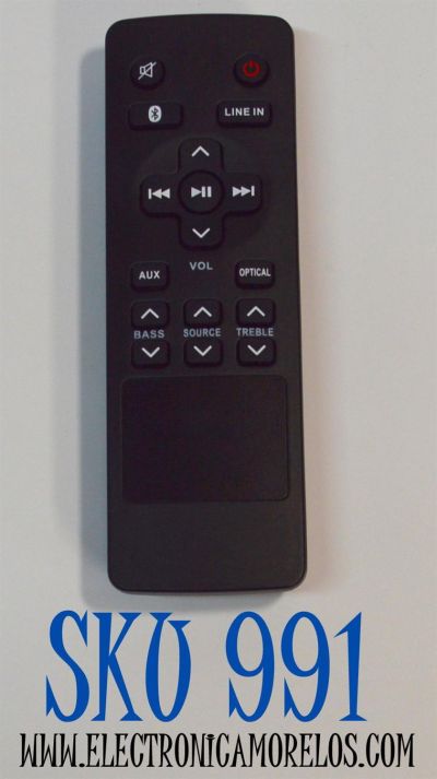 CONTROL REMOTO PARA BARRAS DE SONIDO / SISTEMAS DE CINE EN CASA RCA / NUMERO DE PARTE RTS7010B / RTS7010B-E1 / RTS7110B / RTS7630B / RTS739BWS / CUENTA CON BOTONES PARA ENTRADA DE LINE IN / BLUETOOTH / AUXILIAR / OPTICAL