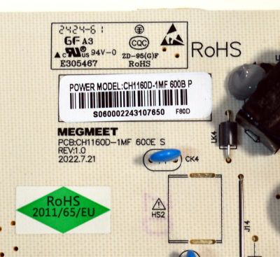 FUENTE DE PODER ORIGINAL PARA TV ONN / NUMERO DE PARTE CH1160D-1MF / CH1160D-1MF 600B P / CH1160D-1MF 600E S / PANEL C550Y20-G5 / DISPLAY HV550QUB-F70 / MODELO 100012586 55" - Imagen 2