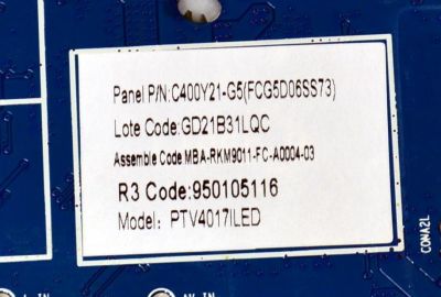 MAIN FUENTE COMBO ORIGINAL NUEVA PARA TV POLAROID FULL HD / NUMERO DE PARTE MB-M9011-P-CL-0001 / MBA-RKM9011-FC-A0004-03 / 95105116 / 18134210034 / 2E08815A0 / PANEL C400Y21-G5 / MODELO PTV4017ILED - Imagen 2