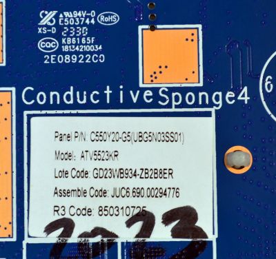 MAIN ORIGINAL NUEVA PARA TV ATVIO 4K UHD HDR ROKU TV / NUMERO DE PARTE JUC7.820.00293822 / RK.M9010-UC / 850310725 / JUC6.690.00294776 / 18134210034 / 2E08922C0 / PANEL C550Y20-G5 / MODELO ATV5523KR - Imagen 3