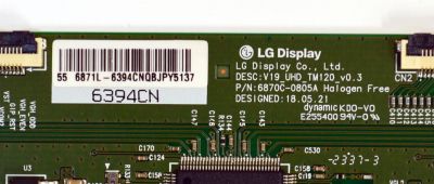 T-CON ORIGINAL PARA TV ONN / NUMERO DE PARTE 6871L-6394C / 6870C-0805A / 6394C / PANEL K550WDF / DISPLAY LC550EQQ (SM)(A4) / MODELO 100012586 55" - Imagen 2