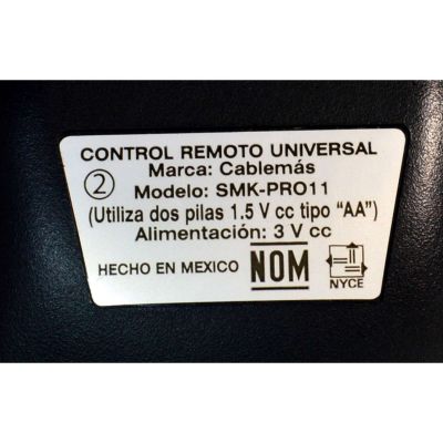 CONTROL REMOTO UNIVERSAL ORIGINAL NUEVO SMK / CABLEMAS  / NUMERO DE PARTE SMK-PRO11 / PUEDE CONTROLAR MULTIPLES DISPOSITIVOS ELECTRONICOS COMO TELEVISORES / DECODIFICADORES STB / REPRODUCTORES DE DVD / VCR / SISTEMA DE CABLE - Imagen 3