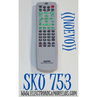 CONTROL REMOTO ORIGINAL NUEVO PARA TV/DVD SANYO / NUMERO DE PARTE RB-DRW500 / CUENTA CON FUNCIONES DE TV Y DVD INCLUYENDO GRABACION / REPRODUCCION / MENU DE OPERACIONES Y CANALES / CONECTIVIDAD INFRARROJO / MODELO DRW-500 / DVW-50000 / DVW-6100