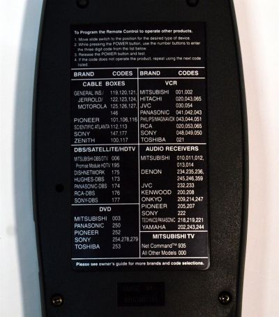 CONTROL REMOTO ORIGINAL DE TV MITSUBISHI ES COMPATIBLE CON VARIOS MODELOS DE TV MITSUBISHI Y ESTA DISEÑADO PARA CONTROLAR FUNCIONES DE TV/DVD/VCR/AUDIO/DTV/CBLE/DBS / NUMERO DE PARTE UR76EC1603-4/ EUR7646Z60/290P123A10 / MODELO LT-40164/WD-60738/WD-82838 - Imagen 3