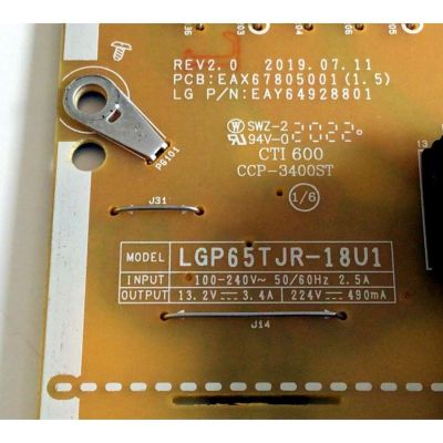 KIT DE TARJETAS PARA TV LG 4K·UHD·HDR / MAIN EBT66473202 / EAX69083603 / FUENTE EAY64928801 / LGP65TJR-18U1 / 64928801 / EAX67805001 / PANEL NC650DQG-ABGXA / HV650QUB-N9E / MODELOS 65UN6950ZUA / 65UN6950ZUA.BUSFLKR / 65UN7300AUD / 65UN7300AUD.BUSFLKR - Imagen 5