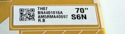 KIT DE TARJETAS PARA TV SAMSUNG / MAIN BN94-14106C / BN41-02662A / BN97-15621E / NUMERO DE PARTE FUENTE BN44-01016A / BN4401016A / L70S6N_RHS / PANEL CY-GN070HGPV1H / DISPLAY BN96-50136A / CC700PV1D VER.01 / MODELO UN70NU6900 / UN70NU6900FXZA YA02 - Imagen 2