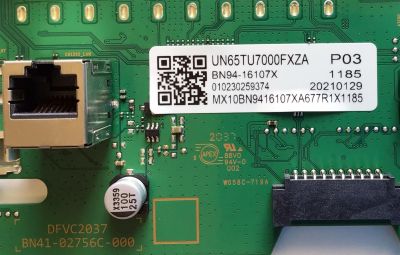 KIT DE TARJETAS PARA TV SAMSUNG MAIN BN94-16107X / BN41-02756C / BN97-17444Q / FUENTE BN44-01055A / L65S6N_TDY / BN4401055A / PANEL CY-BT065HGSV1H / MODELO UN65TU7000FXZA UA06 - Imagen 3