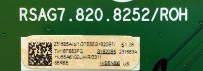 KIT DE TARJETAS PARA TV HISENSE / NUMERO DE PARTE MAIN 231565 / RSAG7.820.8252/ROH / 231563 / HU55A6100UWR / T-CON 34291100520G11H / ST5461D07-1-C-B / FUENTE 222172 / RSAG7.820.7748/ROH / HLL-4360WA / PANEL HD550S1U81-L1\S2\GM / MODELO 55R6E 55A6100UWR - Imagen 2
