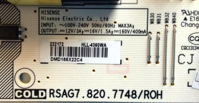 KIT DE TARJETAS PARA TV HISENSE / NUMERO DE PARTE MAIN 231565 / RSAG7.820.8252/ROH / 231563 / HU55A6100UWR / T-CON 34291100520G11H / ST5461D07-1-C-B / FUENTE 222172 / RSAG7.820.7748/ROH / HLL-4360WA / PANEL HD550S1U81-L1\S2\GM / MODELO 55R6E 55A6100UWR - Imagen 3
