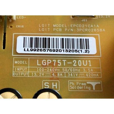 KIT DE TARJETAS PARA TV LG 4K UHD SMART TV / NUMERO DE PARTE MAIN EBT66433002 / EAX69083603 / EAX69083603(1.0) / FUENTE EAY65769201 / EAX69063801 / 65769201 / LGP75T-20U1 / EPCD21CA1A / PANEL NC750DQG-ABGR3 / MODELO 75UP7070PUD / 75UP7070PUD.BUSFLKR - Imagen 4