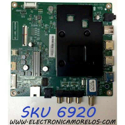 MAIN PARA TV INSIGNIA 4K UHD SMART FIRE TV / NUMERO DE PARTE XLCB02K054 / 756TXLCB02K054 / 715GA715-M01-B00-005K / XLCB02K054000X / PANEL TPT500WR-PV5D.Q REV:S17F / DISPLAY CC500PV5D VER.07 / MODELO NS-50F301NA22