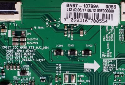 KIT DE TARJETAS PARA TV SAMSUNG CURVA FHD / NUMERO DE PARTE MAIN BN94-10996P / BN41-02534B / BN97-11139A / T-CON BN95-02677A / BN41-02481A / BN97-10799A / FUENTE BN4400872A / L55E1_KDY / BN44-00872A / PANEL CY-VK055BGLV3H / MODELO UN55K6250AFXZA FA01 - Imagen 4