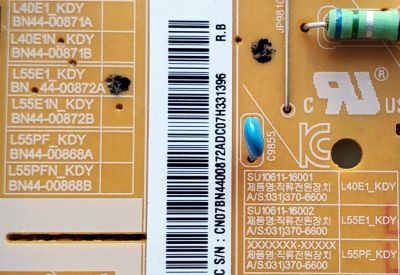 KIT DE TARJETAS PARA TV SAMSUNG CURVA FHD / NUMERO DE PARTE MAIN BN94-10996P / BN41-02534B / BN97-11139A / T-CON BN95-02677A / BN41-02481A / BN97-10799A / FUENTE BN4400872A / L55E1_KDY / BN44-00872A / PANEL CY-VK055BGLV3H / MODELO UN55K6250AFXZA FA01 - Imagen 6