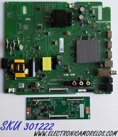 KIT DE TARJETAS PARA TV TOSHIBA·FIRE TV 4K·UHD·HDR / NUMERO DE PARTE MAIN FUENTE 323231 / TPD.T962X3.PC702 (T) / 3TE43N23065Y / T-CON 313436 / RSAG7.820.11133/ROH / PANEL HD425Y1U71-T0L5\S1\SM\ROH / DISPLAY HV430QUB-F70 / MODELO 43C350LU