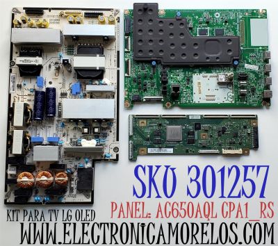 KIT DE TARJETAS PARA TV LG OLED / MAIN EBT66642903 / EAX69775701 / 66642903 / T-CON 6871L-6309E / 6870C-0852B / 6309E / LE650PQL (HP)(AB) / FUENTE EAY33783501 / EAX69569703 / 33783501 / PANEL AC650AQL CPA1_RS / MODELO OLED65C1PUB / OLED65C1PUB.DUSQLJR