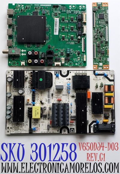 KIT DE TARJETAS PARA TV VIZIO / MAIN TE.MT5597.EC762 / LP4E09290B0 / BNVQ02PCGRA0001WS04080 / A19010572 / V650DJ4-D03 / T-CON TACDJ4032 / E253117 / FUENTE PW.176W1.681 / P20020182 / V650DJ4-D03 / E148158 / DISPLAY V650DJ4-D03 REV.C1 / MODELOS V655-G9