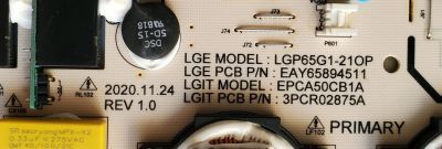 KIT DE TARJETAS PARA TV LG OLED / MAIN EBT66648801 / EAX69789401 / T-CON 6309E / 6870C-0852B / LE650AQD-ENA1-TJA / LE650PQL (HP)(A1) / FUENTE EAY65894511 / LGP65G1-21OP / LE650AQD / AC650AQL CPA1_RS / HV750QUB-F91 / OLED65G1PUA / OLED65G1PUA.DUSPLJR - Imagen 6