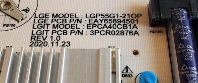 KIT DE TARJETAS PARA TV LG OLED EVO / MAIN EBT66646701 / EAX69517302 / EAX69774601 / T-CON 6871L-6411C / 6870C-0852B / LE650AQD-ENA1-TJA / FUENTE EAY65894501 / LGP55G1-21OP / EPCA40CB1A / PANEL AC550AQL / MODELO OLED55G1PUA / OLED55G1PUA.DUSPLJR - Imagen 3